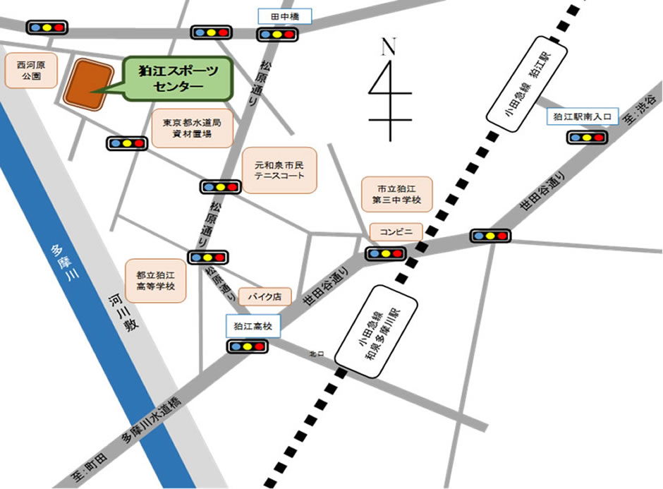狛江スポーツセンターの地図画像